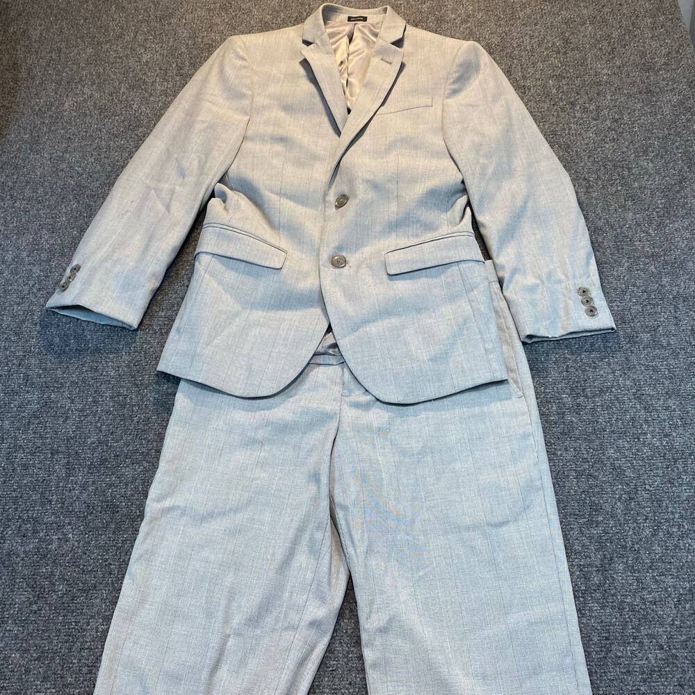 JF J.Ferrar Ultra Comfort Super Slim Fit Gray Suit Jacket Pants Set 34S 28x30